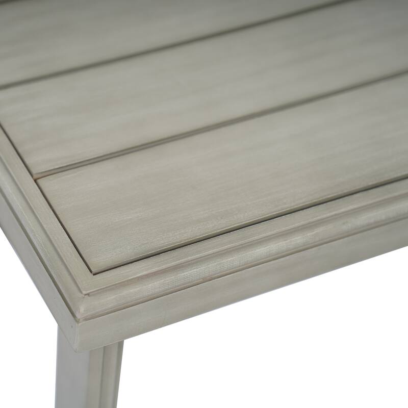 Roomfitters Outdoor Patio Side Table with Modern Wood Look, Weather-Resistant Frame, Light Grey