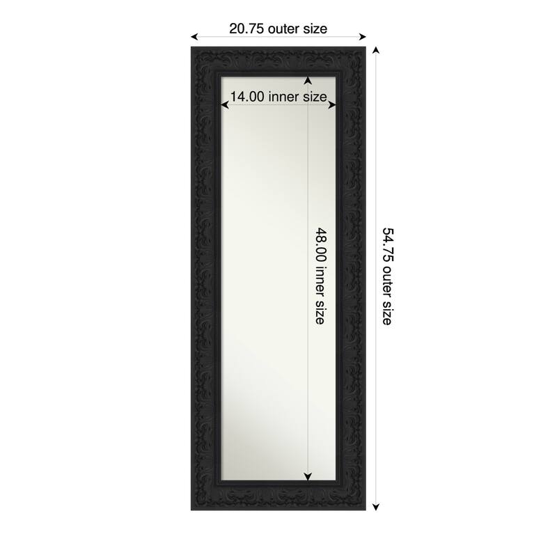 Luxe Non-Beveled Framed Full-Length On the Door Mirror - 21 x 55 in - Luxe Black