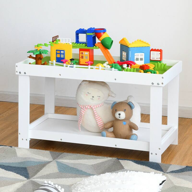 Gymax Patented Wood Kids Activity Play Table Block Table Multifunction - 32.5'' x 17'' x 19.5''