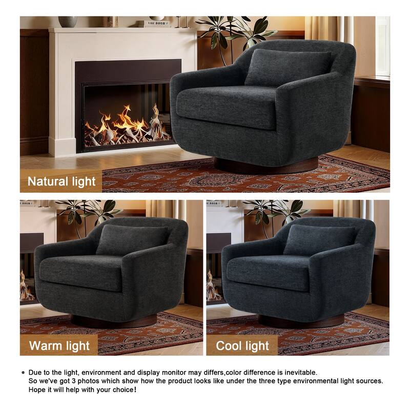 2 Set Modern Chenille Swivel Accent Chairs