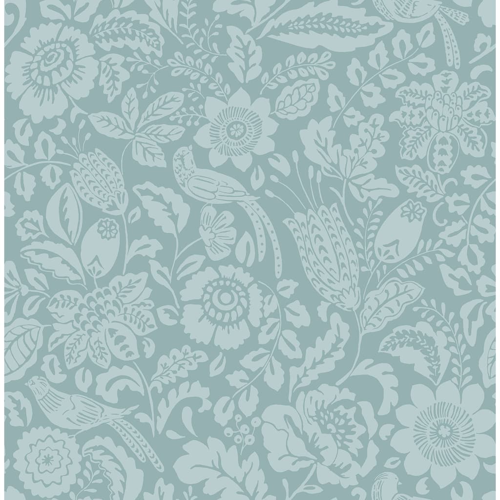 A-Street Prints Marta Teal Floral Trail Wallpaper