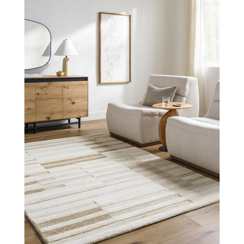 Livabliss Scandinavian Brook Stripe Area Rug - 2' x 3' - Light beige
