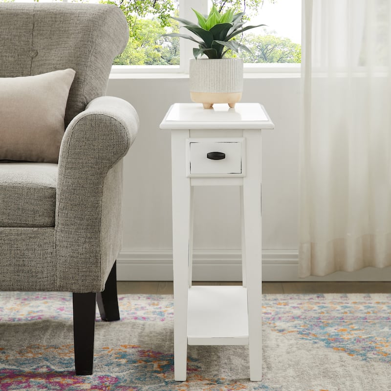 Leick Home One Drawer Narrow Side Table with Shelf - White