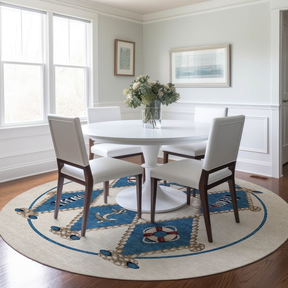 Premium Washable Super Soft Lighthouse Anchor Coastal Mayfield Rug