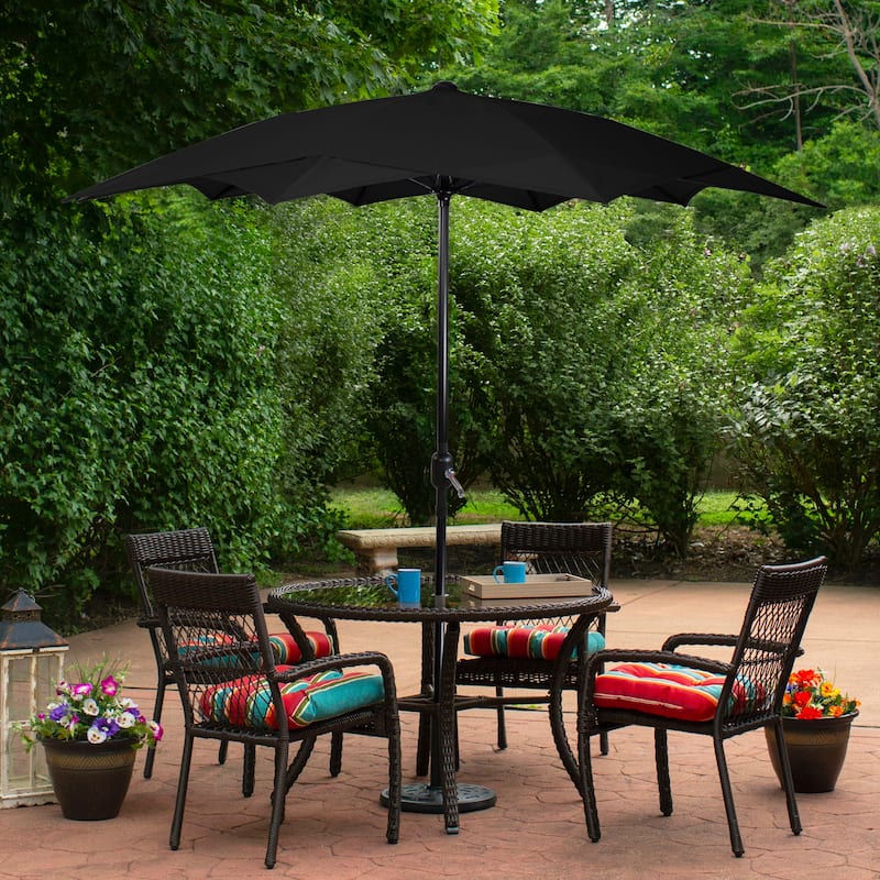 8.5ft Outdoor Patio Lotus Umbrella with Hand Crank, Black
