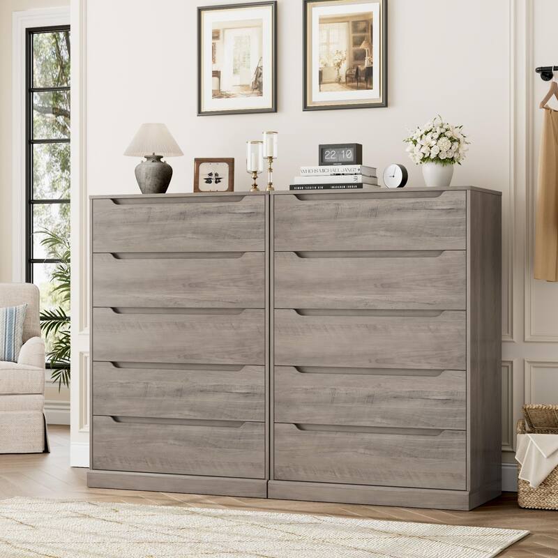 5-Drawer Dresser for Bedroom, 50" Tall Freestanding Vertical Wooden Chest Storage