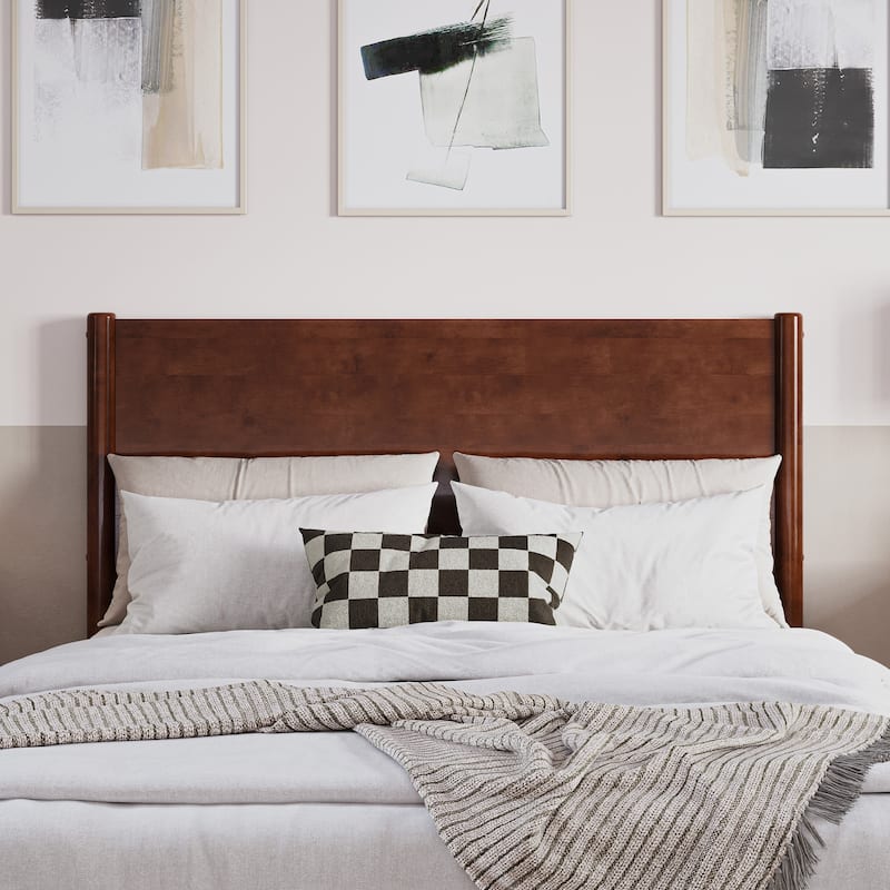 Solid Wood Low Profile Platform Bed - Walnut Finish, Modern Bedroom Furniture