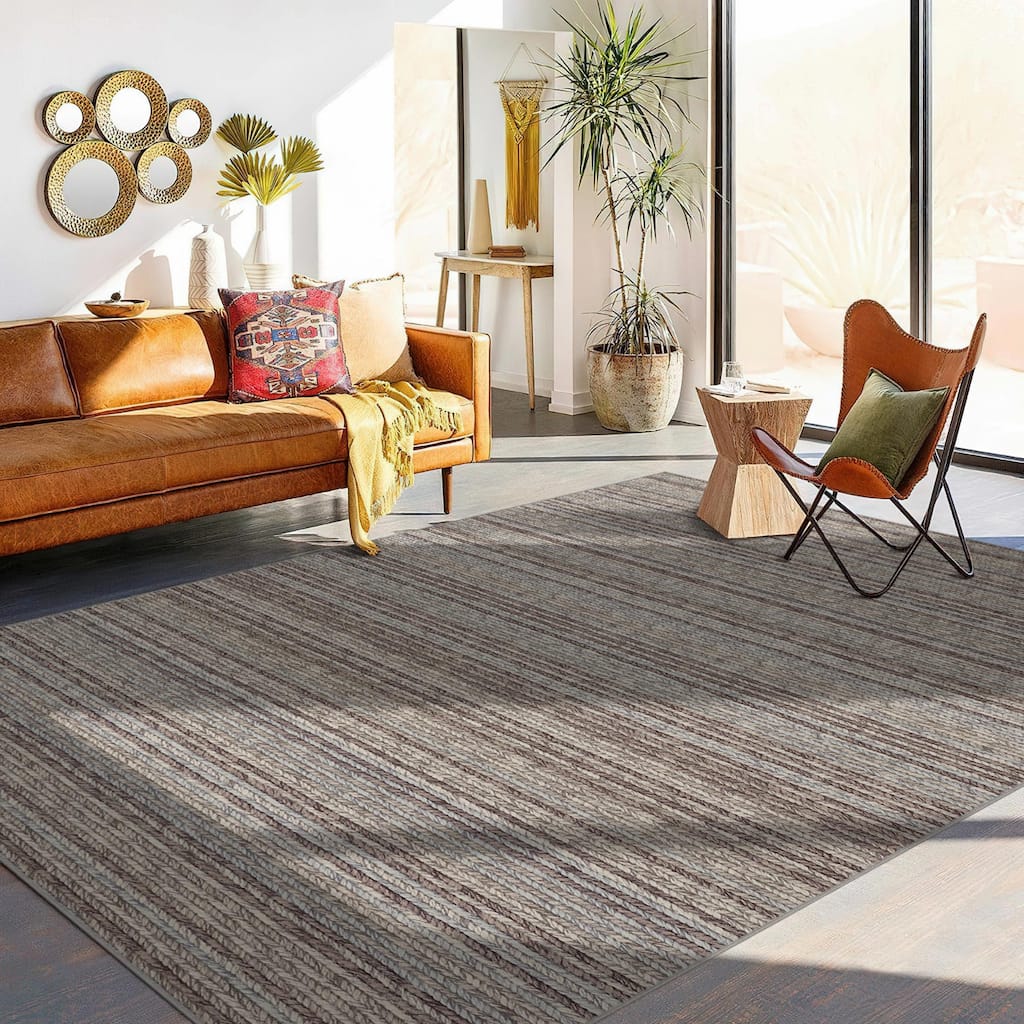Garvee Modern Braided Print Stripes Area Rug