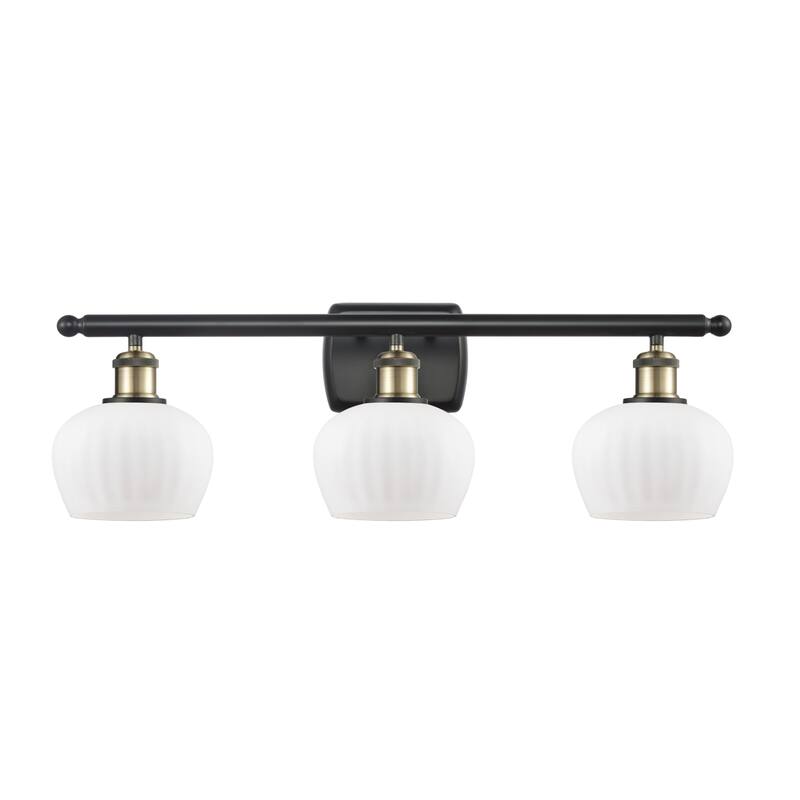 Innovations Lighting Fenton 3 Light 26" Wide Bathroom Vanity Light - Black Antique Brass / Matte White