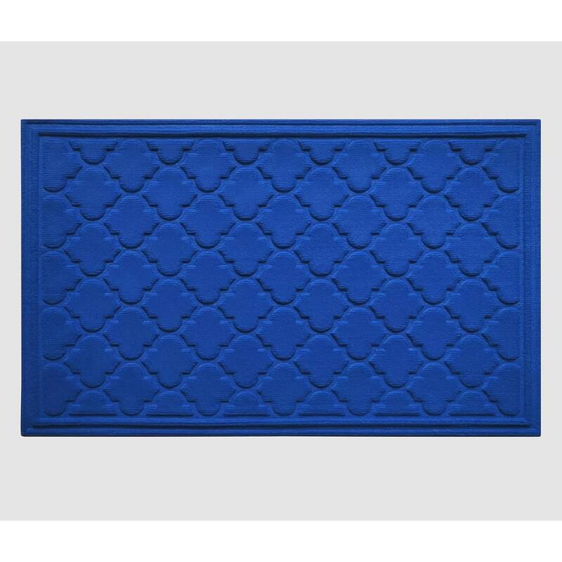 A1HC New All Weather Superior Dirt and Moisture Absorbing Polypropylene Door Mat with Non-Slip Backing for Inside Outside Use - 24"x36" - Blue Ogee