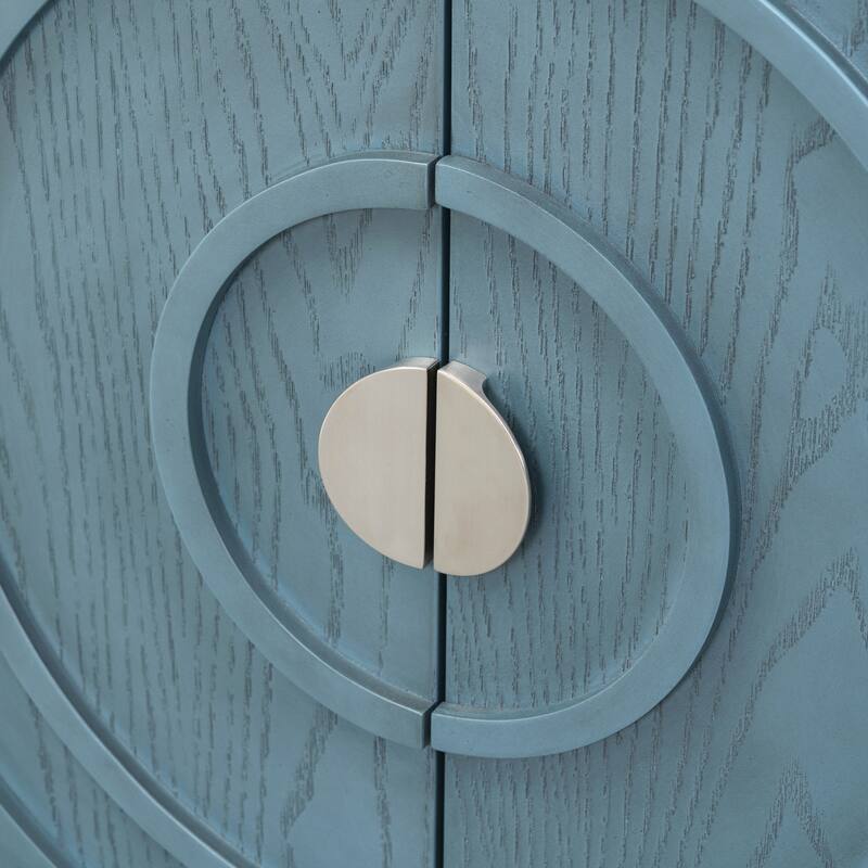 Retro Sideboard door with Circular Groove Design Round Metal Door Handle for Entrance, Dinning Room, Living Room