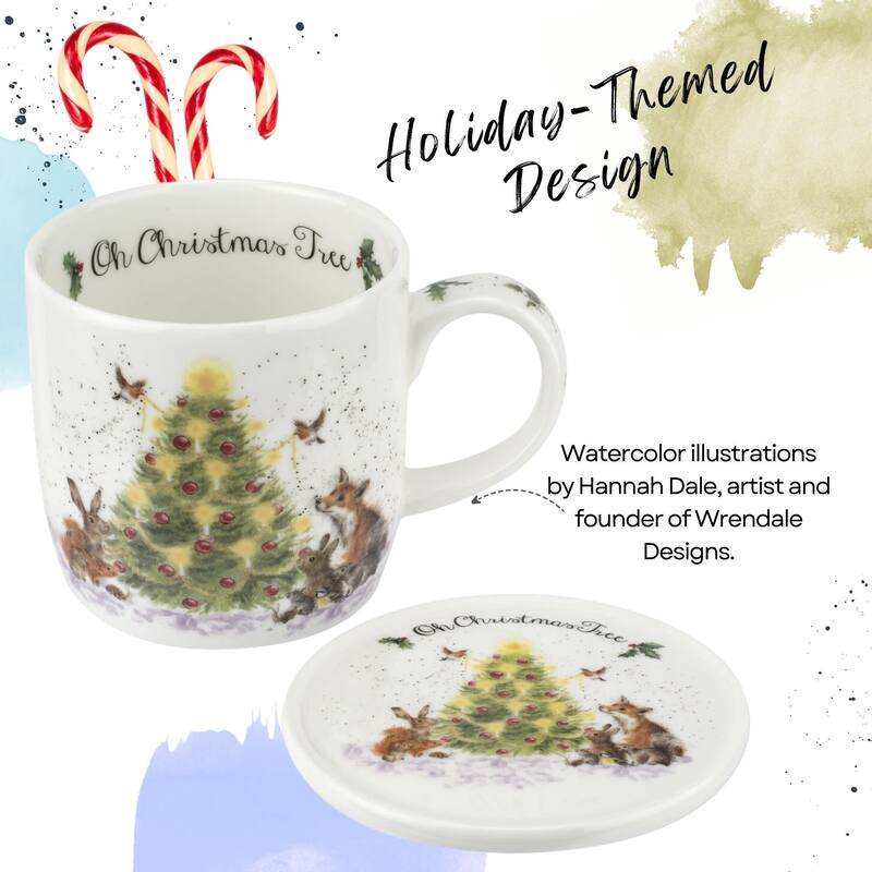 Royal Worcester Wrendale Designs Mug and Coaster Set Christmas