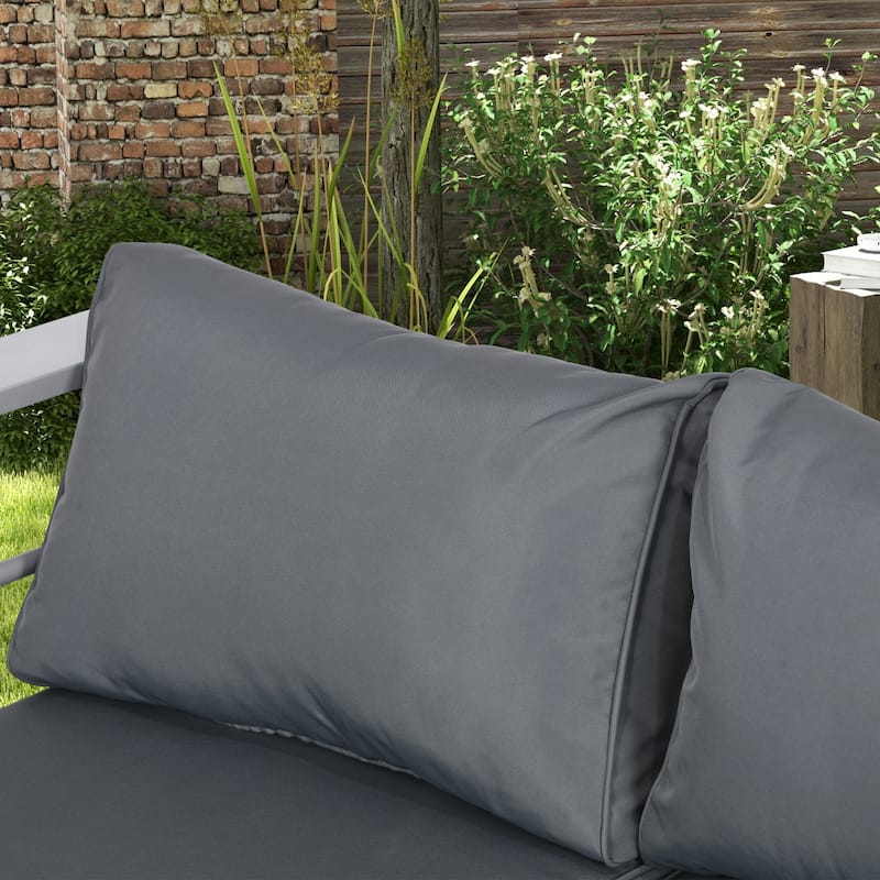 Outsunny 69" Modern Patio Furniture with Thick Padded Cushions, 3 Seater Aluminum Outdoor Sofa with Wide Armrests, Garden