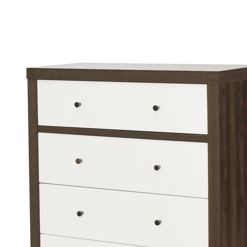 4-Drawer Vertical Chest with Metal Handle, Metal Frame and Wood Top for Bedroom