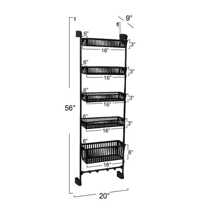 Household Essentials Over the Door Basket Storage Rack - 5 Basket