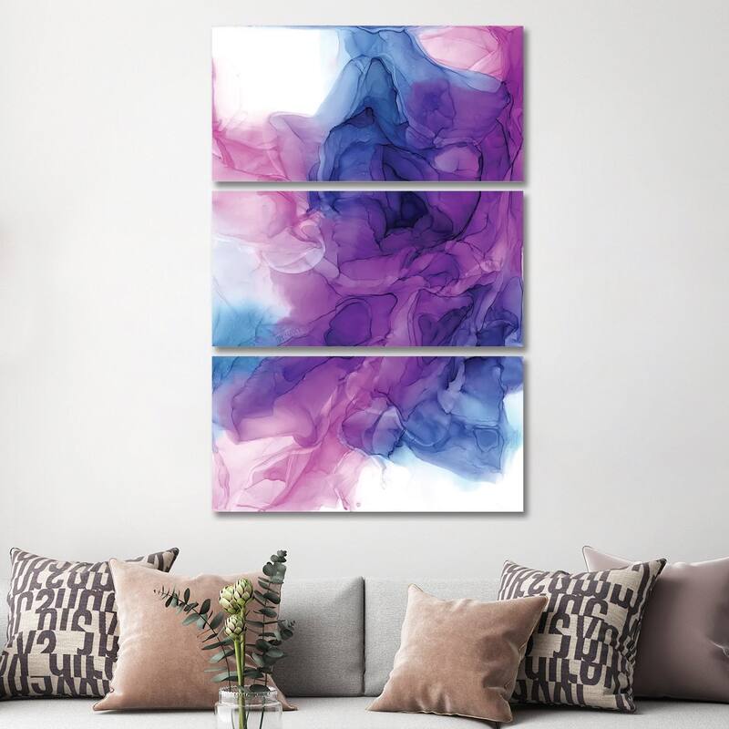 iCanvas "Purple Power III" by Elizabeth Karlson 3-Piece Canvas Wall Art Set - 60x40x1.5