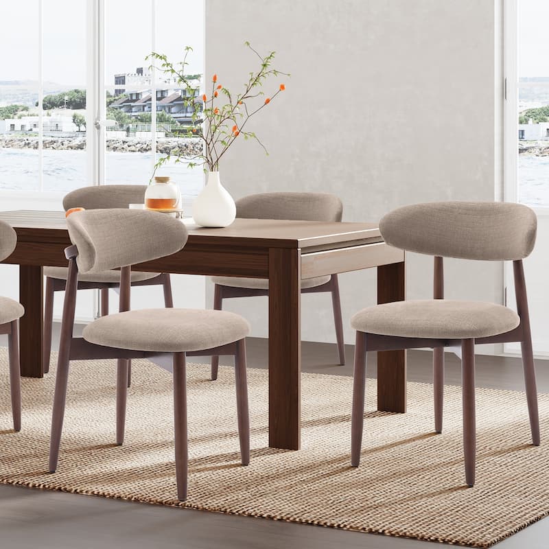 Modern Fabric Upholstered Kitchen Side Chairs, Farmhouse Dining Room Chair with Foot Pegs