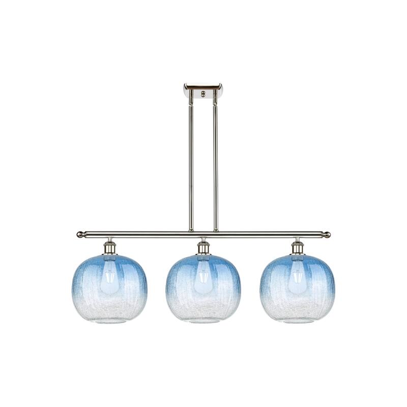 Innovations Lighting Endless Possibilities Ballston - Brookhaven Sphere - 3 Light 37" Stem Hung Island Light - Polished Nickel/Sapphire Blue