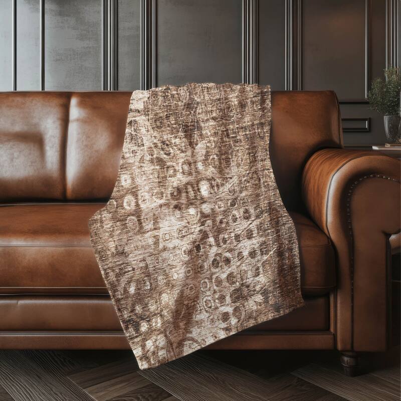 Premium Machine Washable Modern Prints Sherpa Throw Blanket - Chocolate - 4'2" x 5'10"