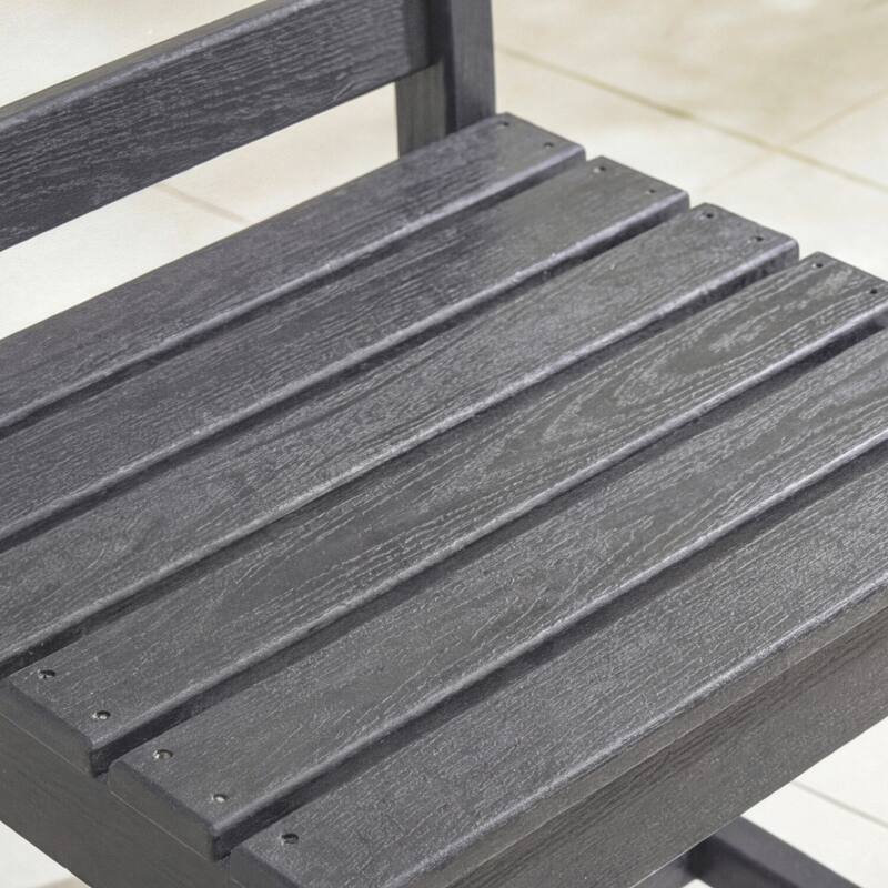 Set of 2 Outdoor Dining Chairs with Armrests, HDPE All Weather Patio Chairs, Waterproof UV Resistant Wood Grain Armchai