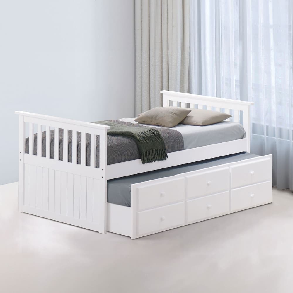 Furniture of America Zorina Twin Captain Bed with Trundle and Three Drawers