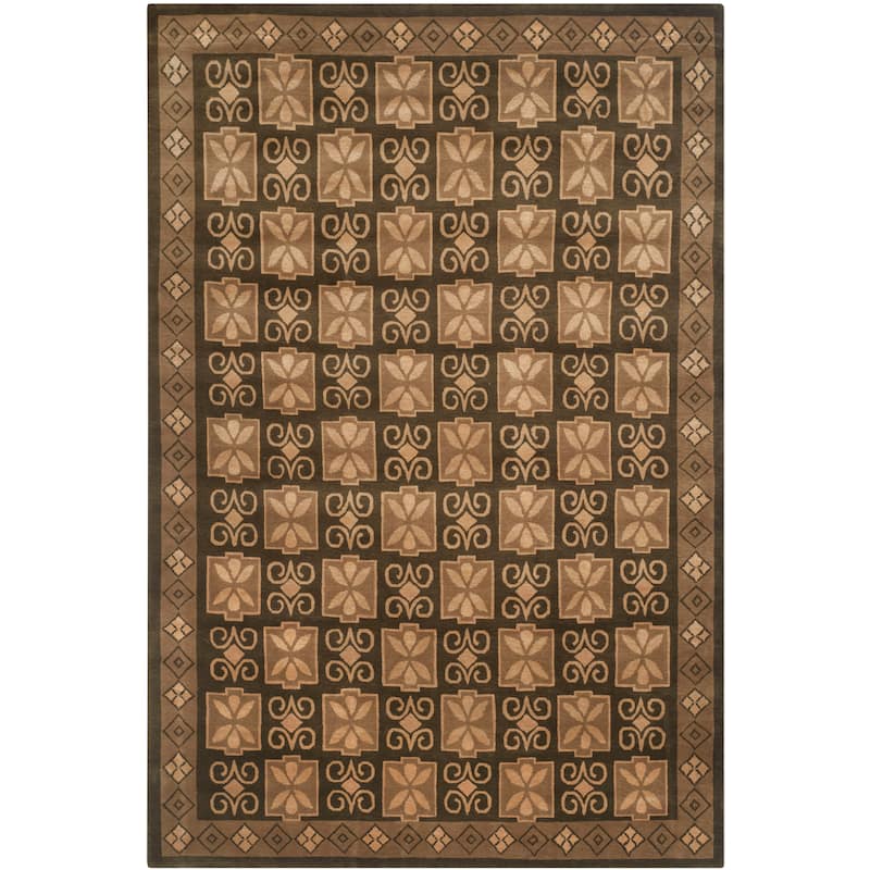 SAFAVIEH Couture Hand-knotted Nepalese Shefkije Wool Rug - 4' x 6' - Brown - Rectangle