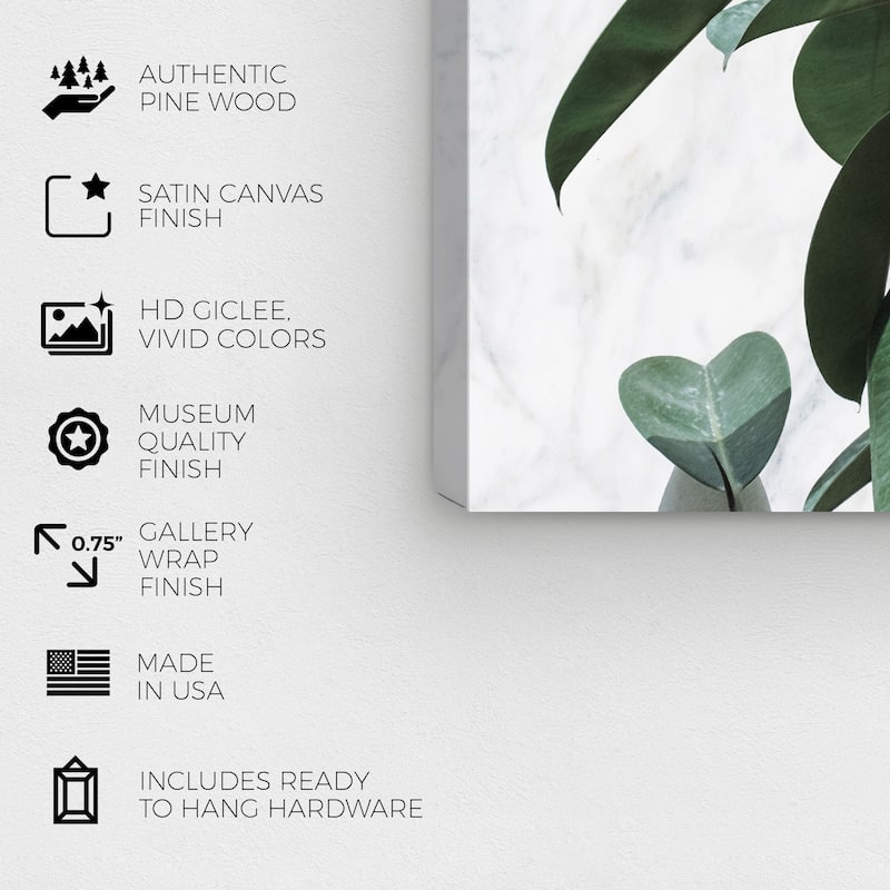 Wynwood Studio Prints Floral and Botanical Plant Life Marble Green and Dark Green Tropical Wall Art Canvas Print