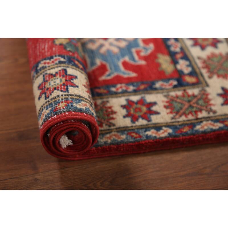 Red Kazak Oriental Accent Rug Handmade Traditional Wool Carpet - 2'1"x 2'10"