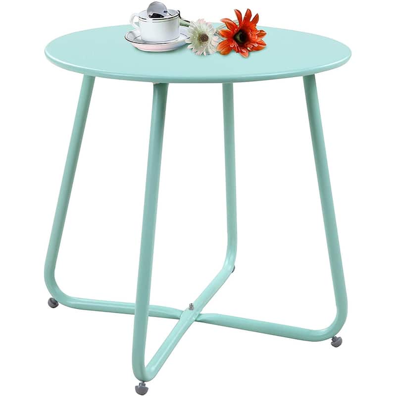 Clihome Outdoor Modern Steel Round Accent Side Table