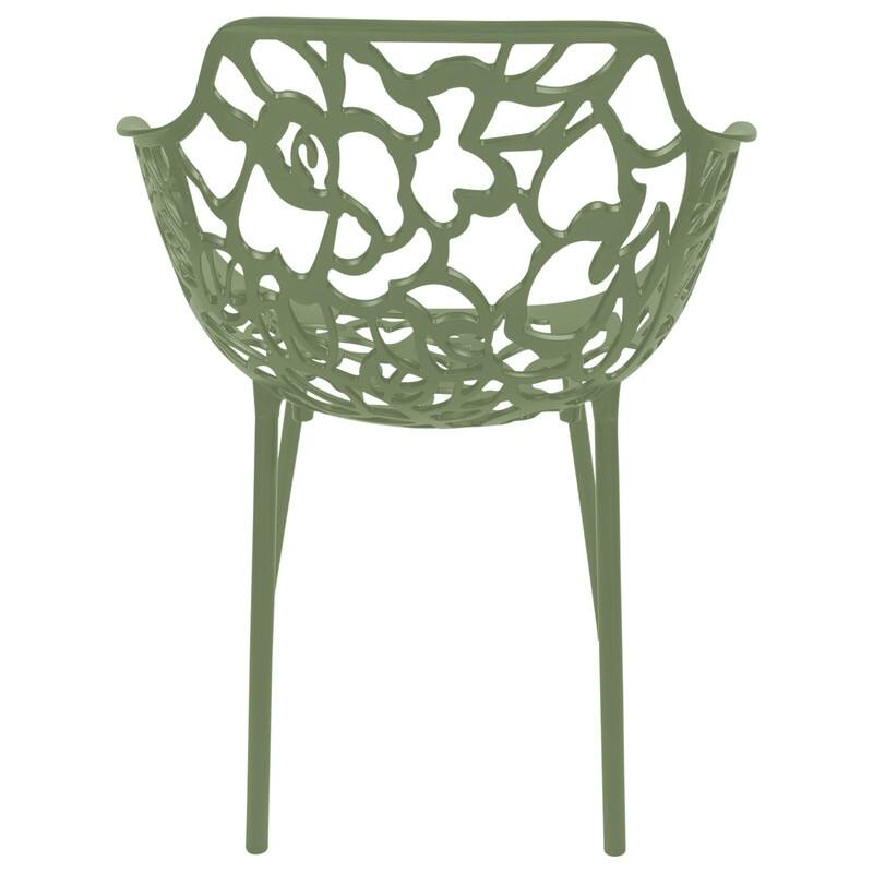 Devon Outdoor Aluminum Dining Chair with Floral Cutout, Stackable, Weather-Resistant, UV-Protected, Indoor/Patio Seating