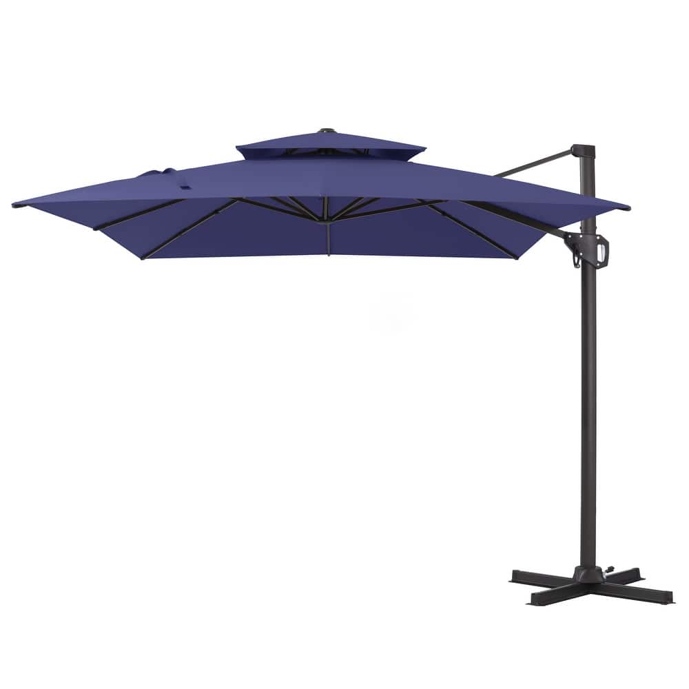 Pellebant 9X11 FT Double Top Patio Cantilever Umbrella, Base Not Included