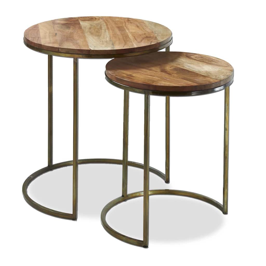 Weston Nesting Side Table Set - Natural Iron Accent Tables for Everyday Use, 20.5" H x 19.75" L x 19.75" W, Easy to Clean