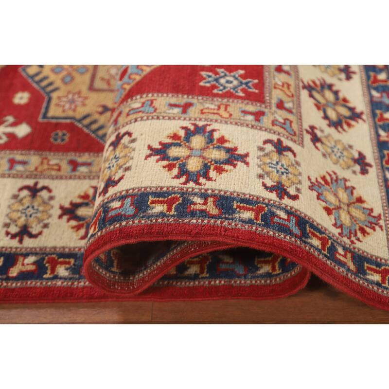 Red Traditional Kazak Area Rug Handmade Wool Carpet - 5'6" x 7'7"