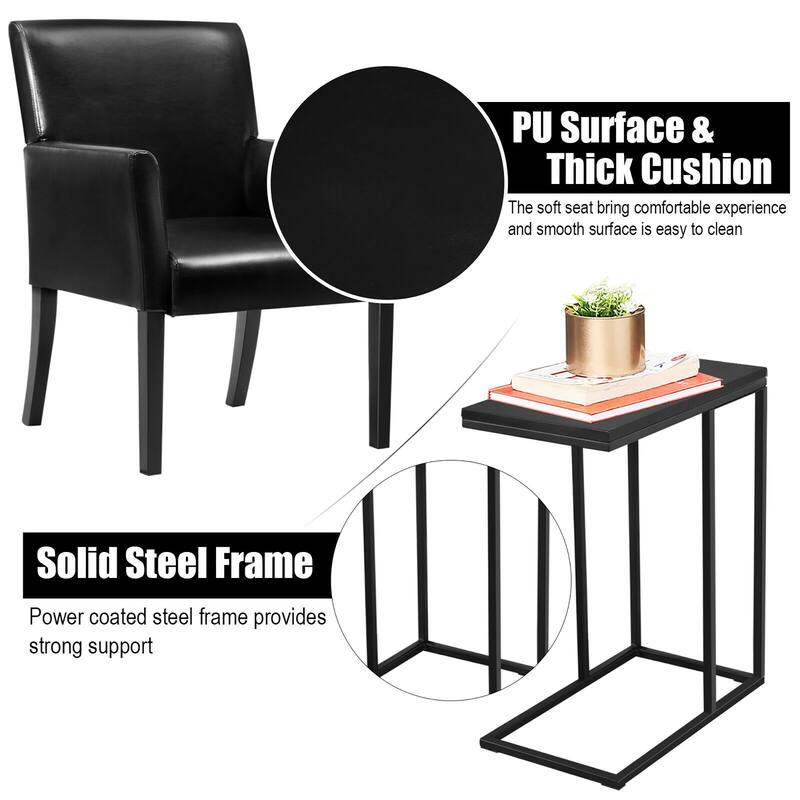 Gorelax C-shaped Side End Table & Reception Arm Chair Set w/Rubber