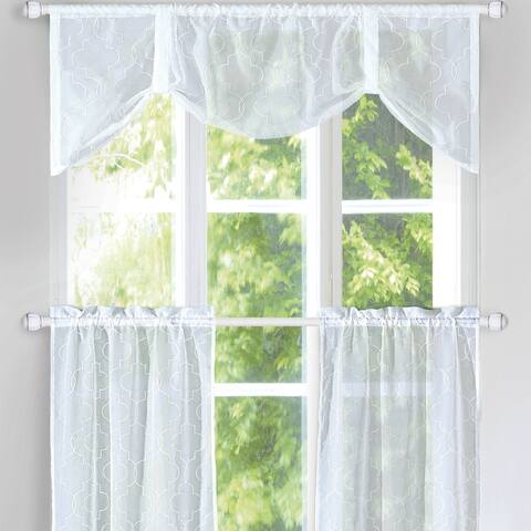 Serenta Kitchen Curtain 3 Pieces Set (Rod Pocket Tier Pair / Valance) - Set of 3