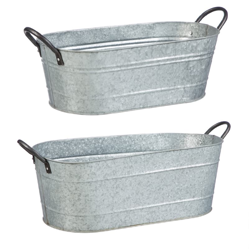Galvanized Container, (Set of 2)