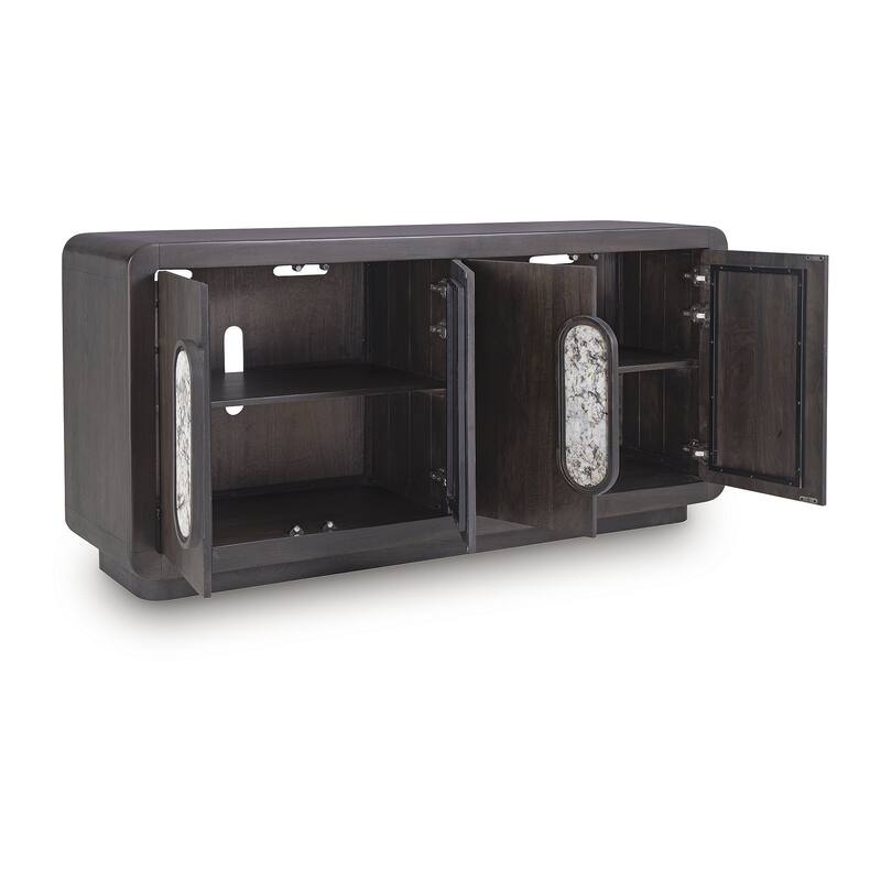 Signature Design by Ashley Elliston Dark Brown Accent Cabinet - 64.75" W x 17.75" D x 31.63" H