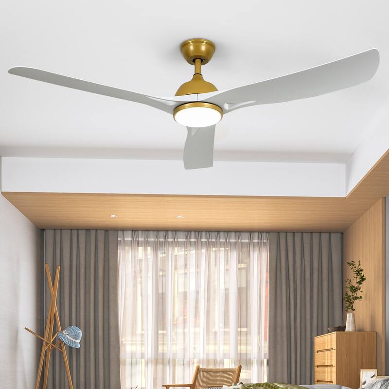 Moasis 56"ack Gold Ceiling Fan 3-Blade Modern Smart Reversible Ceiling Fan - White