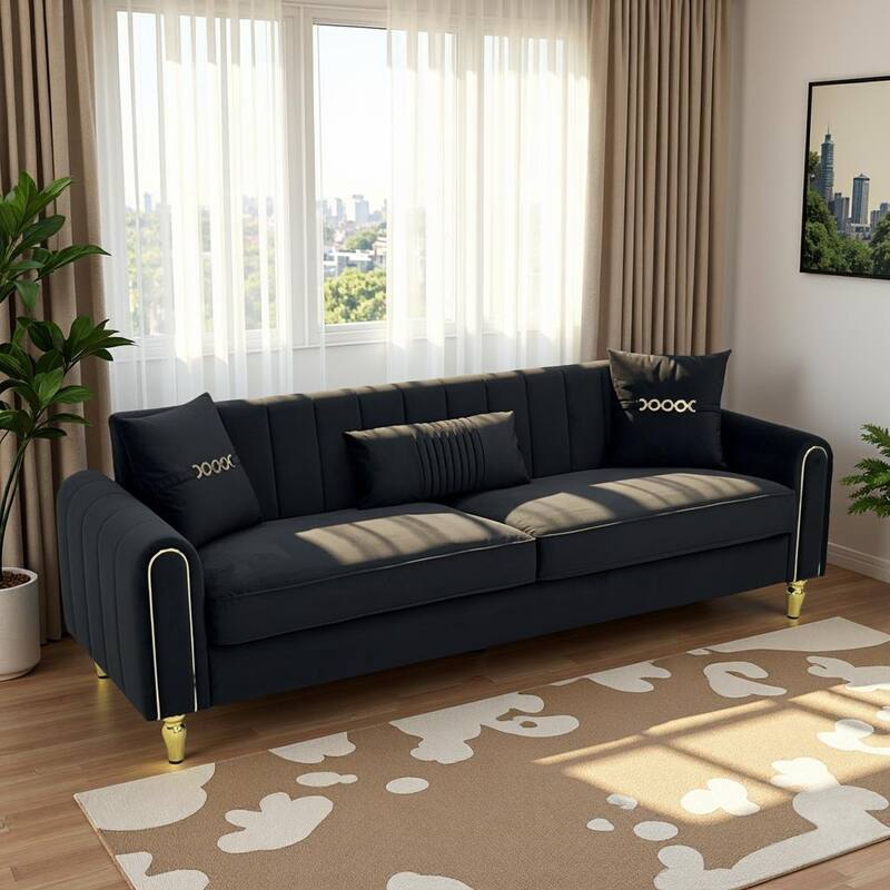 87.4" Luxury Loveseat Sofa with Metal Legs, Round Arms