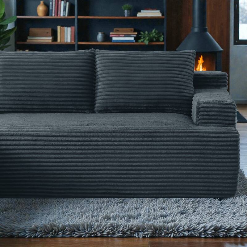 L Shaped Cloud Sectional Sofa with Deep Seat, Corduroy Modular Sleeper Couch, No Assembly Required
