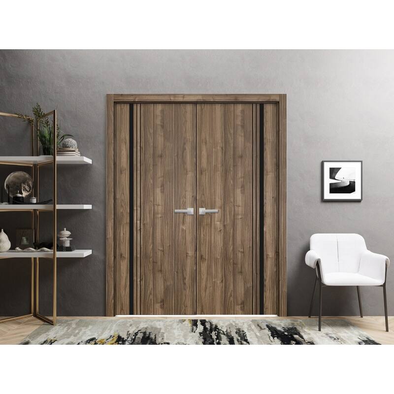 Slab Barn Door Panel 18 x 80 Planum 0011 Walnut with Sturdy Finished