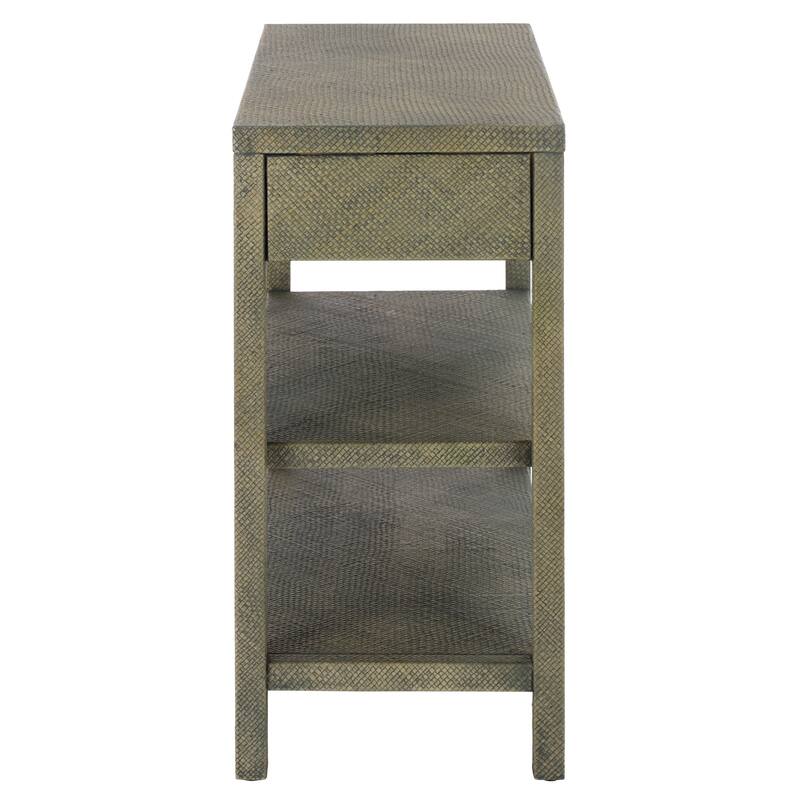 SAFAVIEH Iza Light Natural Raffia/ Gold Console Table - 31" W x 14" L x 30" H - 31"W x 14"D x 30"H