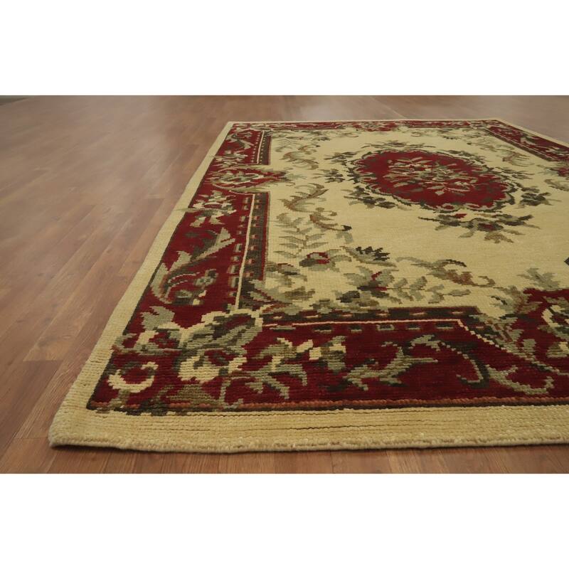 Victorian Style Floral Indian Area Rug 7x10 - 9' 7'' X 6' 7''