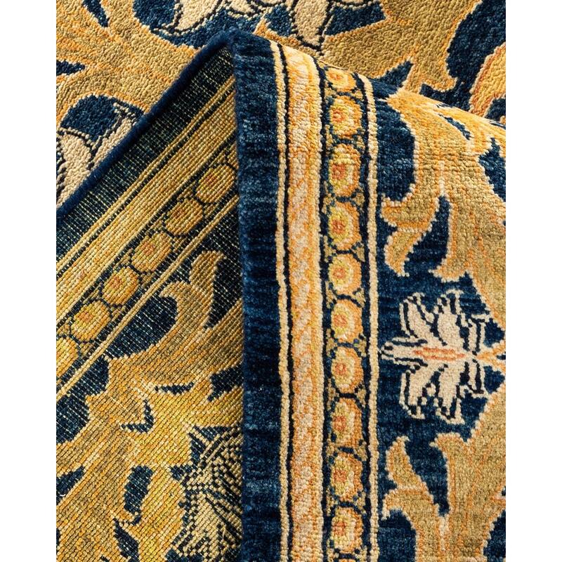 Overton Hand Knotted Wool Vintage Inspired Traditional Ottoman Navy Area Rug - 6' 1" x 9' 1"