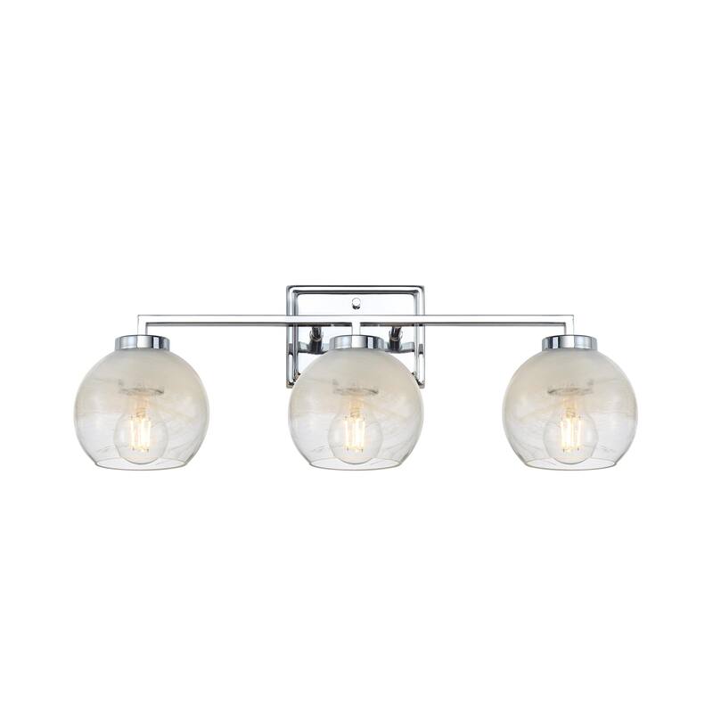 Yep by Golden Lighting Elliott 3-light Vanity in Chrome and Clear Alabaster Glass - Silver