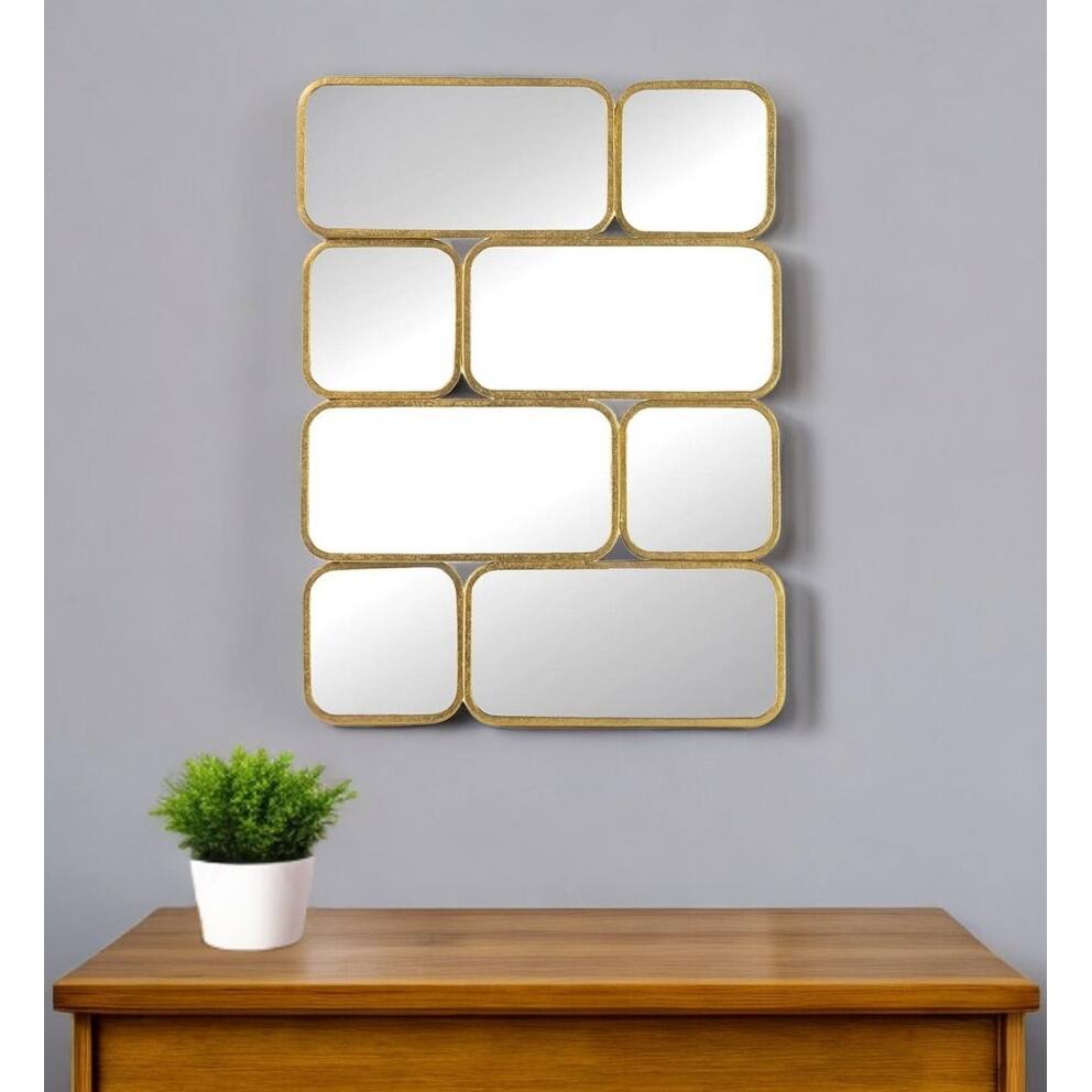 HomeRoots 32" Gold Iron Framed Accent Mirror - 24' X '32' X '2.4