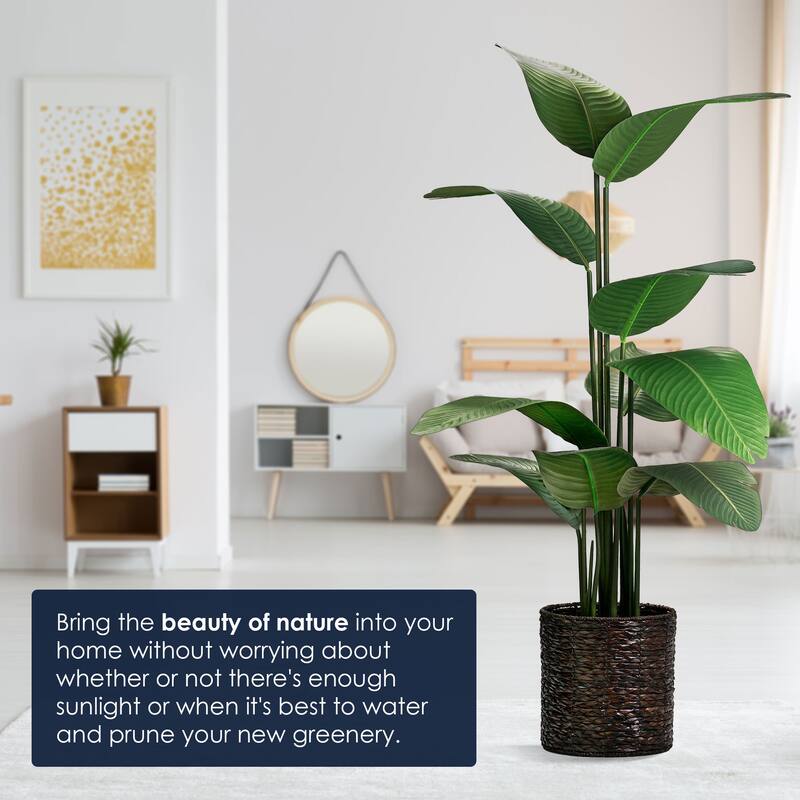 American Art Decor Artificial Faux Tree in White Tapered Ceramic Pot