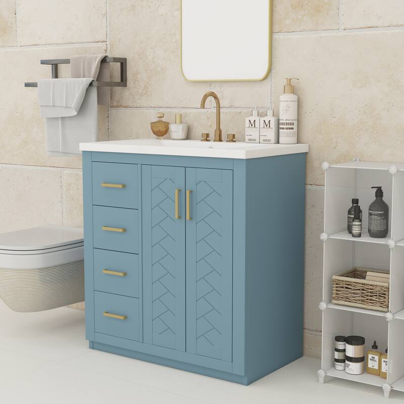 30" Bathroom Vanity with Ceramic Sink