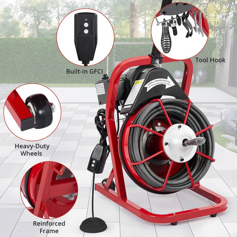 75FT 3/8 Inch Electric Drain Cleaner Machine for Sink, Toilet & Sewer