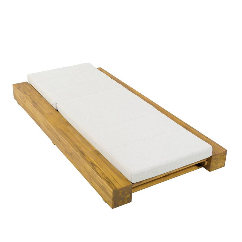 Christopher Knight Home - Amedea Outdoor Acacia Wood Chaise Lounge with Adjustable Backrest & Water-Resistant Cushion